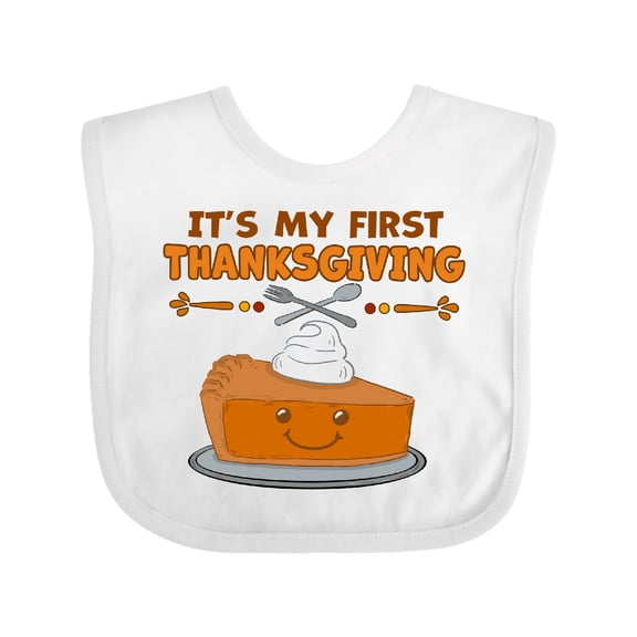 Inktastic It's My 1st Thanksgiving with Cute Smiling Pumpkin Pie Boys or Girls Baby Bib