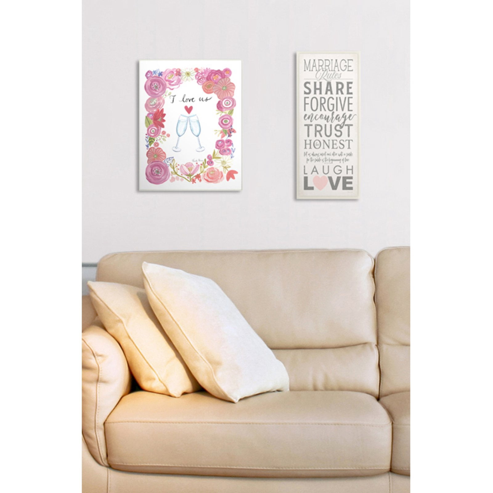 The Stupell Home Decor Collection I Love Us Flowers And Glasses Wall Art