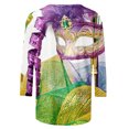 thumbnail image 4 of Jsaierl Womens Mardi Gras Shirts 3/4 Length Sleeve Crewneck Tee Top Funny Mask Graphic Print 2025 Fashion Carnival Party Blouses, 4 of 5