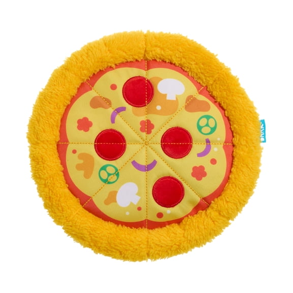 BARK Box Tossing Pizza Frisbee Disc Dog Toy with Crinkle, Rope, and Squeaker