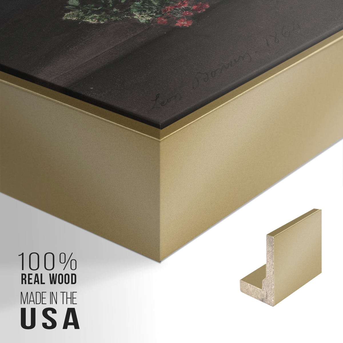 Vintage Botanical Print-XCIV By Wexford Home Framed in Gold Wood Gallery Wrapped Canvas 27 in. x 41 in.