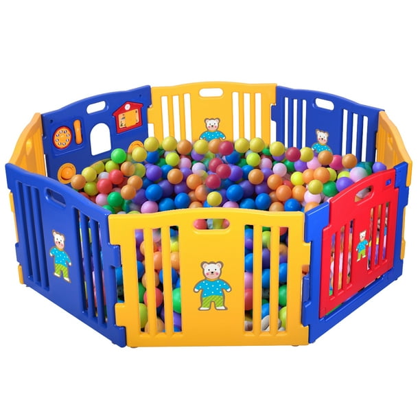 Jaxpety Baby Playpen 8 Panel Foldable High PE Frame Kids Play Center