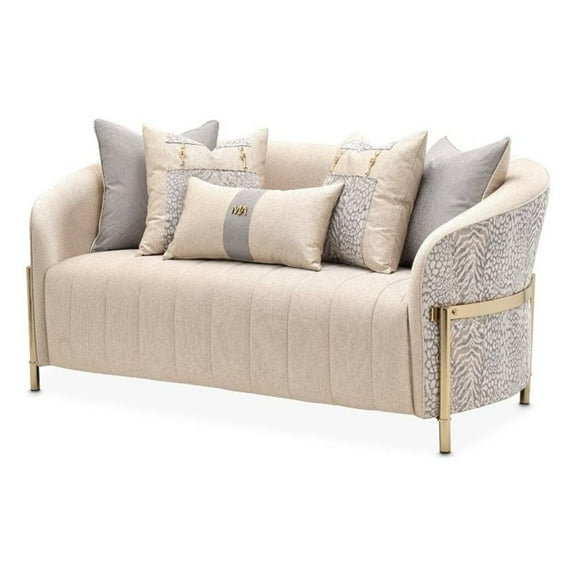 Michael Amini Lisbon Chenille Loveseat - Opal/Gold
