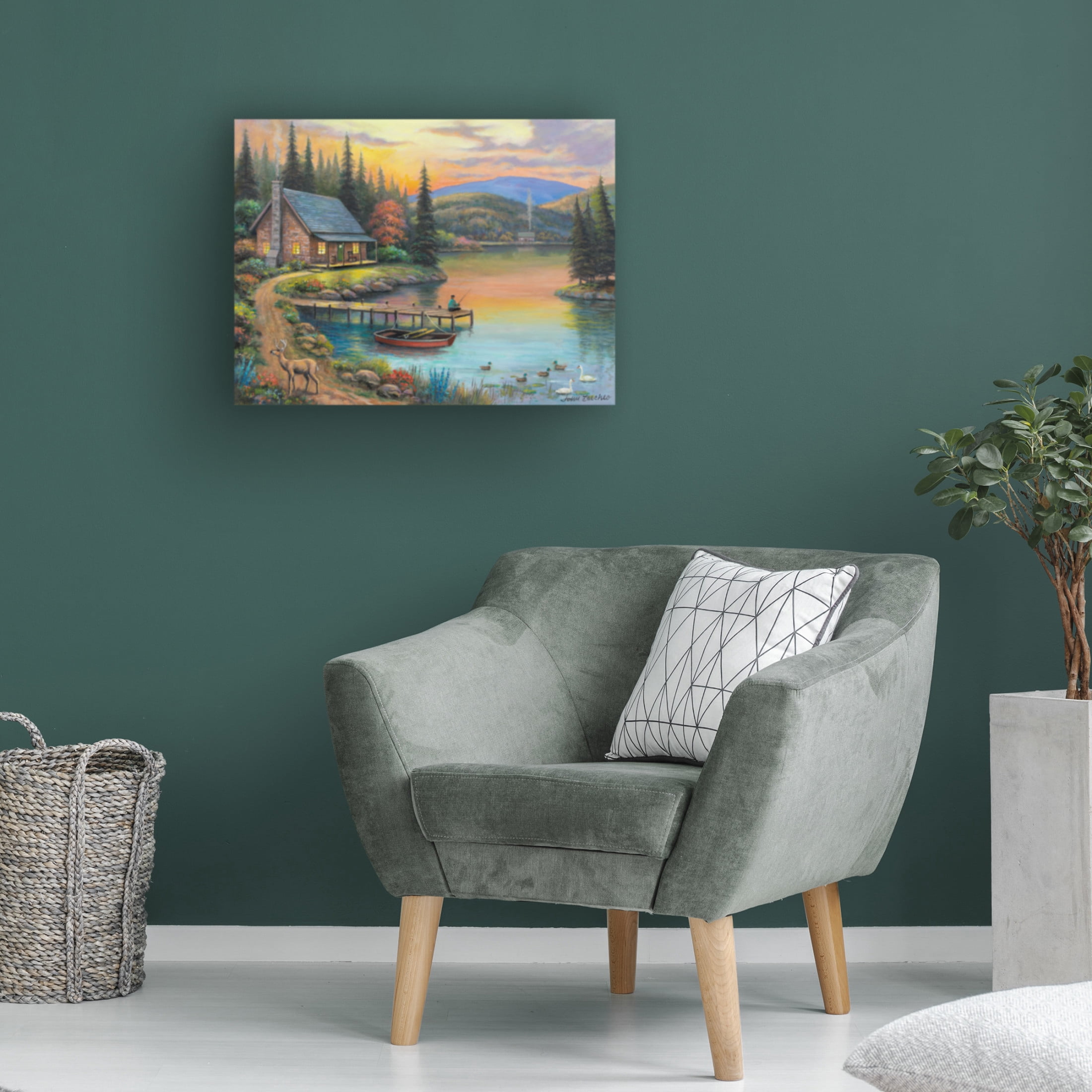 Canvas Wall Art - John Zaccheo 'Sunset Lake' Wall Art for Living Room, Bedroom, or Office Décor by Trademark Fine Art - 19 x 14 Inches