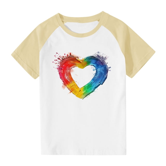 Zpanxa Girls Shirts Color Print Short Sleeve T Shirt Summer Oversized Crewneck Basic Tee With Polyester Spandex 5 Years