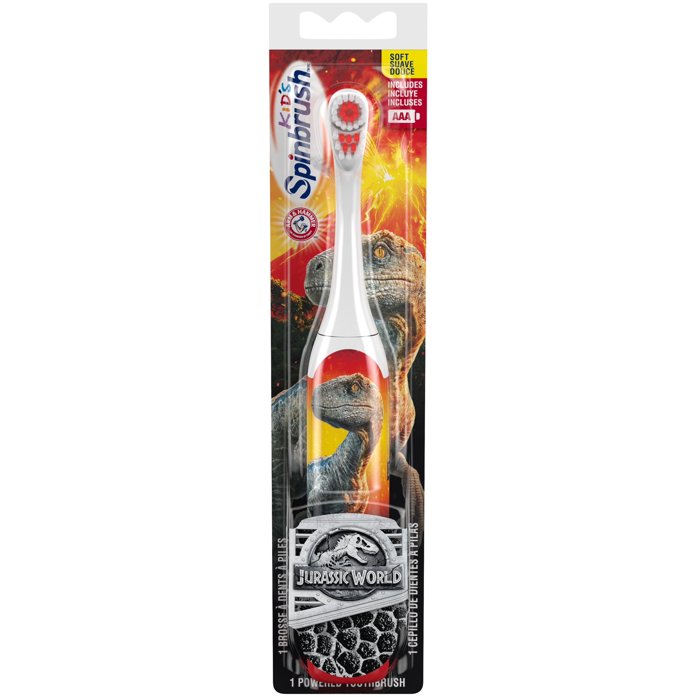 Arm & Hammer Kid's Spinbrush Jurassic World Powered Toothbrush, 1 Count
