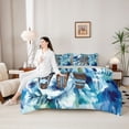 thumbnail image 4 of Castle Fairy Watercolor Floral Surfboard 7-Piece Twin Bedding,Rustic Striped Board Layout Bedding Comforter Set,Blue Brown,Grey Reversible, 4 of 7
