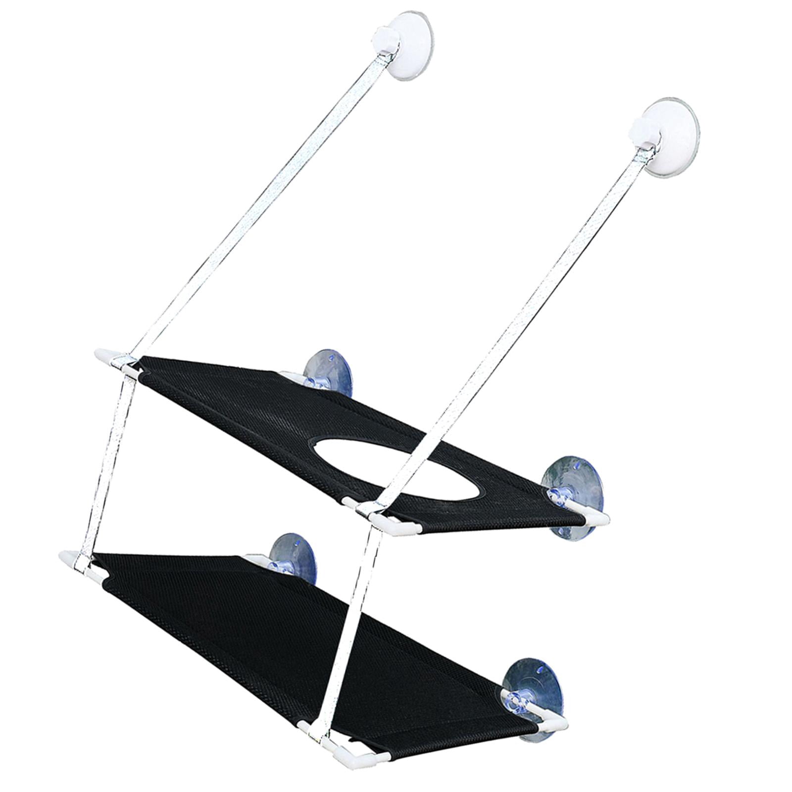 Bvdfgk Pet Cat Window Mounted Hammock Suction Cup Soft Perch Hanging Bed Shelf Bearing Black Double Layer