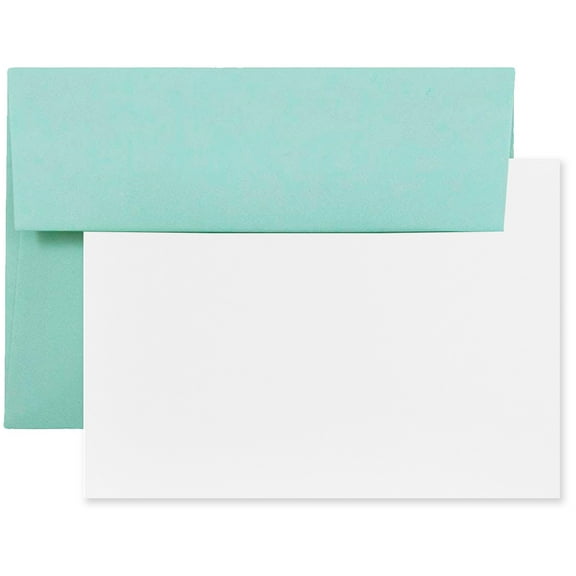 JAM Paper Stationery Set, A7 Size, Aqua Blue, 25/Pack