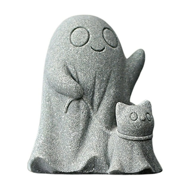 Halloween Cat Walking Statue Interior Decoration Cute Q-Style Gray White Black Color Scheme Detailed Expressions Gestures Durable for Home Kitchen Table Desktop Festival Atmosphere Gift for Friends