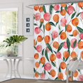thumbnail image 2 of 84 Inch Wide Peach Shower Curtain Sets Pink Peach Fruits Shower Curtain Modern Bathroom Decoration Curtain 84"×72" with 12 Hooks Waterproof Bathroom Accessories, 2 of 6