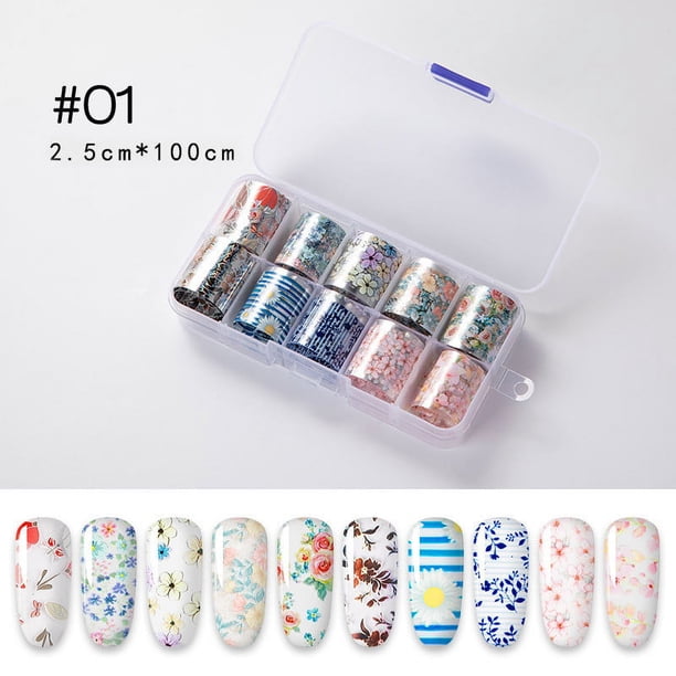 Xihbxyly mi cuenta Peggatinas de estrella para uñas, Peggatinas de transferencia en caja, láser de colores, papel