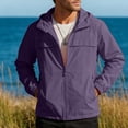thumbnail image 2 of Mens Windbreak Lightweight Sun Protection Running Jackets with Zip Pocket, Workout Track Hoodie Athletic Gym Sweatshirts Men Purple, 2 of 9