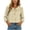 Khaki, variant on Womens Peter Pan Collar Blouse Ruffle Trim Half Placket Bishop Sleeve Long Sleeve Relaxed Fit Casual Top
