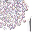 thumbnail image 1 of Uxcell 400 Pcs Flatback Crystal Rhinestones, Resin Crystal Gems with Tweezer Dotting Pen Non Hotfix for Bedazzling Tumblers Mugs Bottles Nail DIY Crafts(SS30 6mm, AB White), 1 of 6