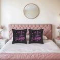 thumbnail image 2 of Set of 2 Decorative Throw Pillow Covers 18x18in - Fun Handwritten ' In a Relationship with Sleep ' Design on Black Background for Couch Bed Car, 2 of 8