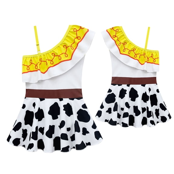 Girls One-Piece Swimsuit One Shoulder Bathing Suit Tankini Swimwear