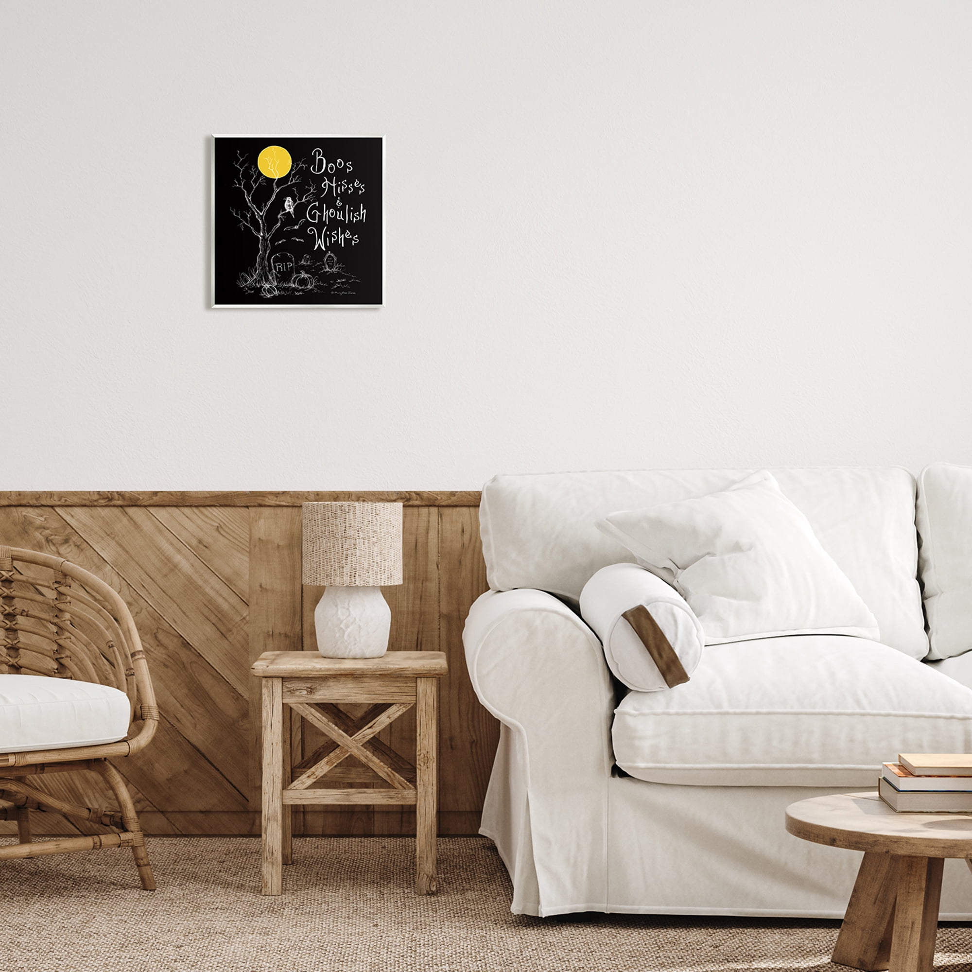 Stupell Industries Spooky Dark Halloween Phrase Holiday Painting Unframed Art Print Wall Art, 12 x 12