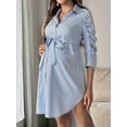 thumbnail image 2 of Women'S Maternity Shirt Dress Striped Lapel Button Shirt Dress 3/4 Sleeve Maternity Dress Blue & White XL, 2 of 5