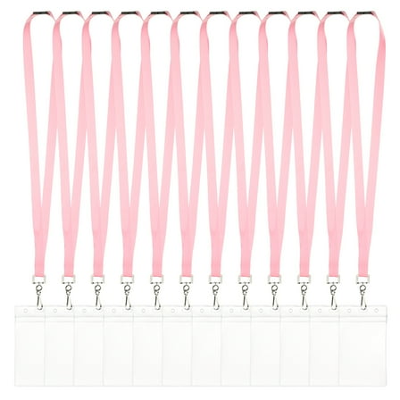 Uxcell 12Pack Colored Lanyards for ID Badges, Breakaway Lanyards for Keys, Pink