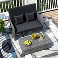 thumbnail image 4 of Gymax Rattan Daybed Wicker Loveseat Sofa Set w/ Ottoman & Retractable Side Tray Patio Black, 4 of 10