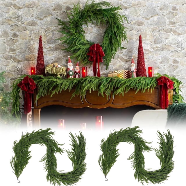Guirnalda Navide a Artificial, Guirnalda Navide a De Imitaci N, Guirnalda De Pino De Norfolk, 5,5 M De Largo Decoraci N Navide A, Decoraci N Festiva De Pared, Ideal Para El Hogar, La Mesa
