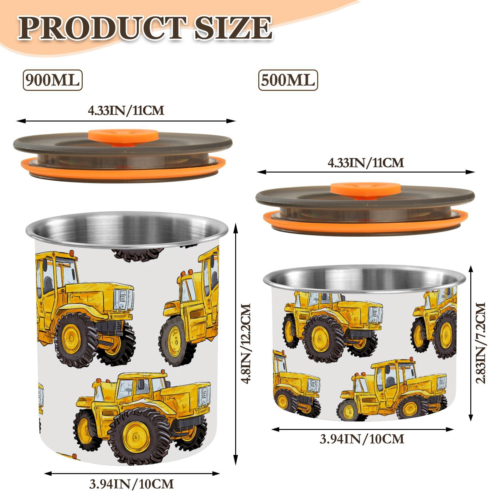 Yellow Truck Airtight Coffee Bean Canister 30oz Food Storage Containers with Lids For Gournd, Tea, Sugar, Flour, Rice, Cereal, Candy Cookie Jar