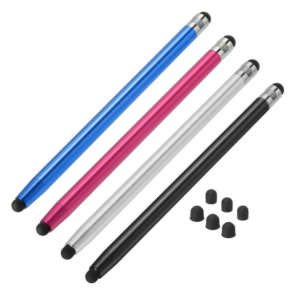 4pcs Stylus Pens for Touch Screens with 8 Extra Tips Capacitive Stylus Tablet Pen, Silver Red Black Blue