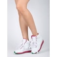 thumbnail image 6 of Qupid Patton-10 New Women Patent Round Toe Lace Up Sneaker Wedge, 6 of 6