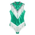 thumbnail image 6 of iiniim Women's Shiny Metallic Sleeveless Fringed Bodysuit Sequins Jazz Latin Dance Dress Gymnastic Leotard Green L, 6 of 7