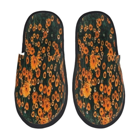 Balery Daisies Slient Indoor Furry Fleece Comfort House Shoes Soft Non-Slip Home Shoes Cotton slippers House Slippers-- Medium