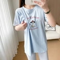thumbnail image 4 of LNGOOR T-Shirts d'Allaitement à Manches Courtes Col Rond Dessin Animé Maternité Été Coton Uni pour Mère Enceinte Post-Partum, 4 of 7