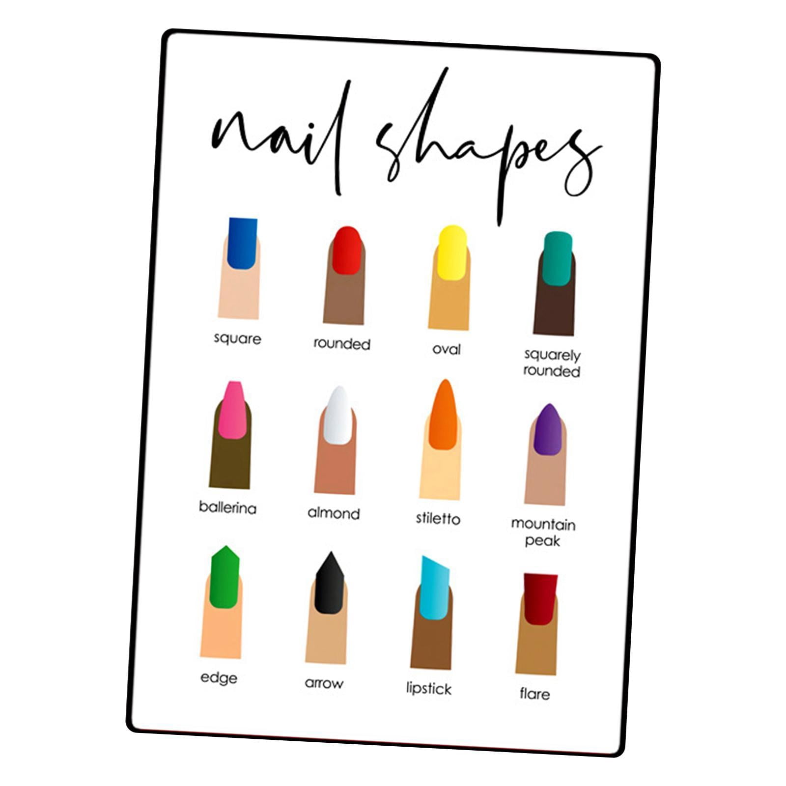 TOOYFUL Nail Shape Display Nail Tip Display Board Supplies Professional DIY Nail Shape Guide Hanging Picture 11.8x15.7" Nail Art Tool E