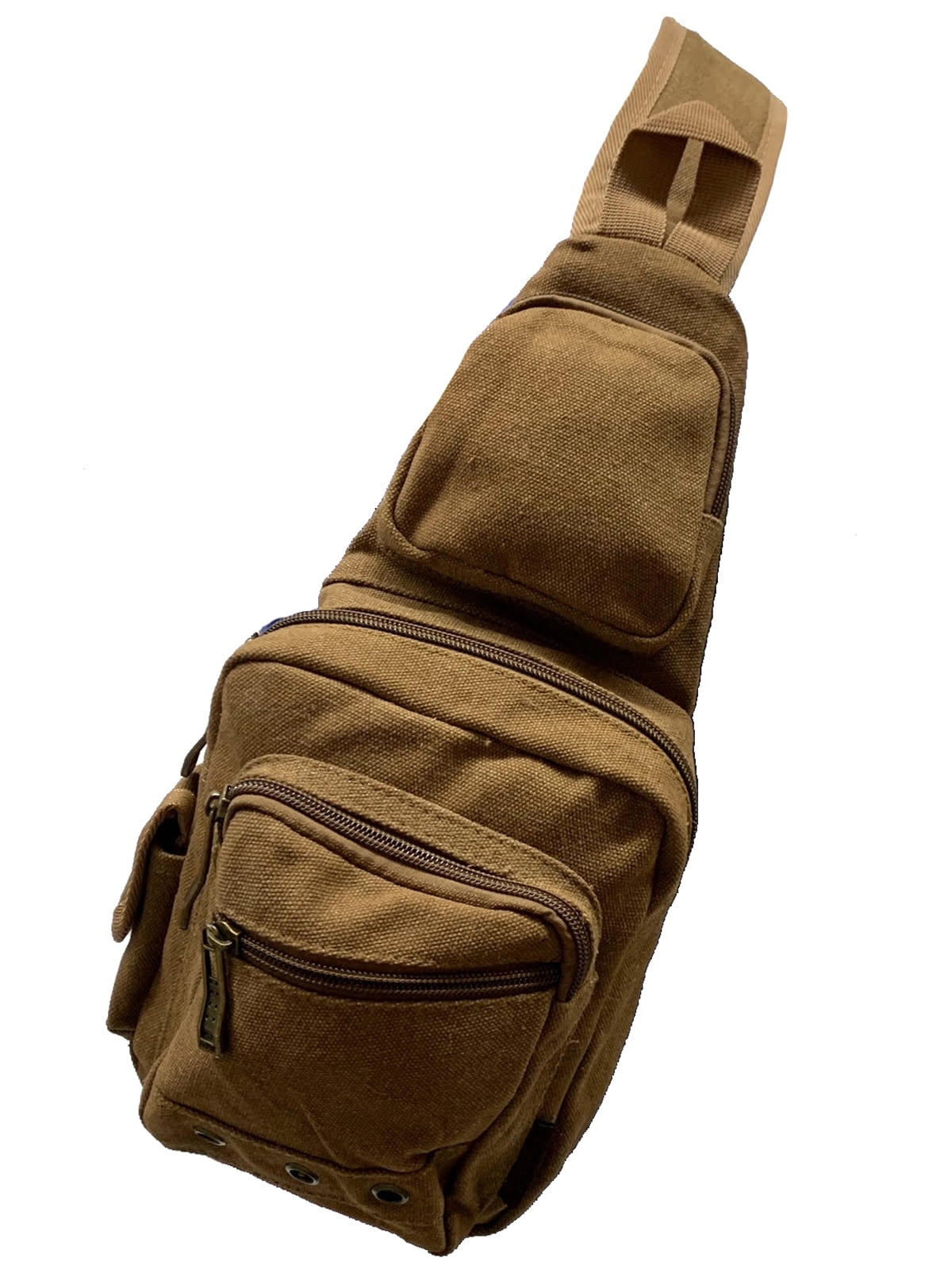 Gravity Trading Front Zipper Crossbody Adjustable Sling Bag - Brown