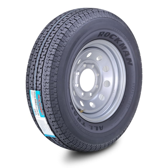 ROCKMAN Trailer Tire Wheel Assembly ST235/80R16 10-Ply E 124M 8 Lug on 6.5" PCD Silver Mod Rim