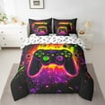 thumbnail image 2 of Erosebridal Gamer Comforter Set with Sheets Twin Size Gaming Bed in a Bag Set Teens Modern Game Console Controller 7 Pieces Bedding Set Joystick Room Decor Black Purple, 2 of 6