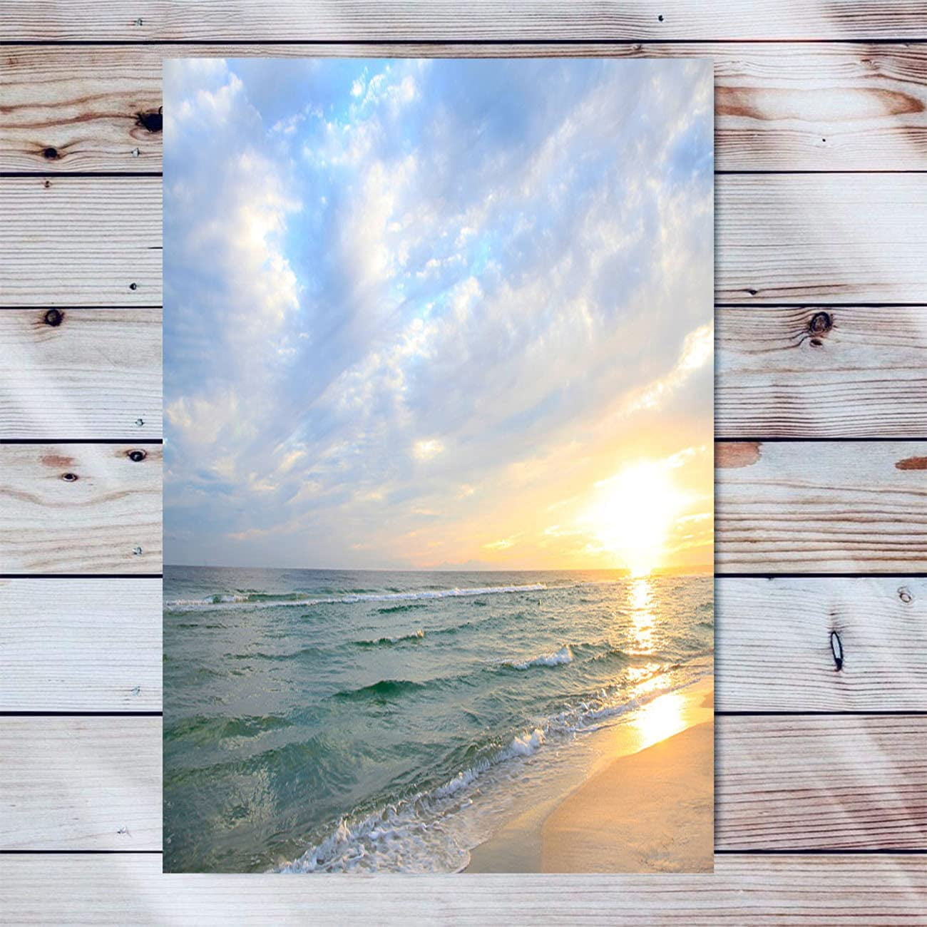 Sunrise White Beach Canvas Wall Art For Living Room Modern Artwork ...