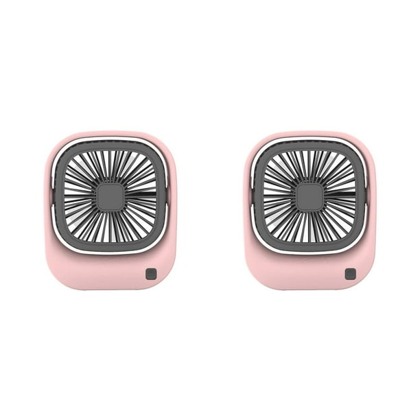 Inteprter Ventilador portátil, ventiladores de aire de escritorio recargables USB ajustables de mano con soporte, suministro de refrigeración Rosado 2Conjunto