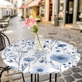 thumbnail image 3 of Wildflower Elastic Fitted Round Table Cover Blue Watercolor Floral Waterproof Outdoor Tablecloth for Holiday Party, Picnic, Patio & Dining Fits Tables Up to 45"-54", 3 of 8