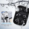 thumbnail image 3 of Paquete de 3 bandejas redondas grandes de silicona para cubitos de hielo, bandejas de hielo para congelador con tapa, bandejas de hielo cuadradas con forma de panal (negro), 3 of 5