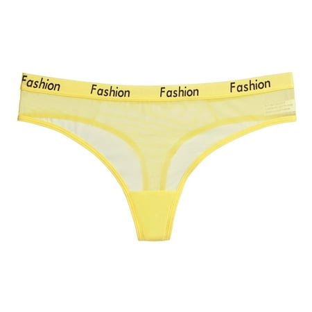 MSJUHEG Boxers For Men Mens Underwear Boxer Briefs Womens Thong Panties Transparent Lace Splicing Panties Cotton Hollow Breathable Quality Mens Boxer Briefs Yellow Xl