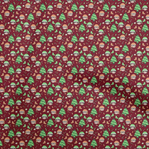 oneOone Cotton Cambric Maroon Fabric Christmas Sewing Craft Projects Fabric Prints By Yard 42 Inch Wide