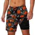 thumbnail image 2 of HOWPAY Swim Trunks Men Hawaiian Print Quick Dry Elastic Waist Drawstring Beach Shorts with Pockets Lightweight Athletic Breathable Swimwear Grey XXL, 2 of 5