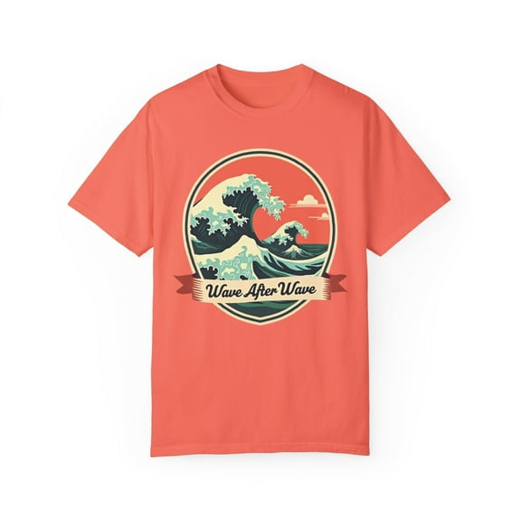 Wave After Wave Unisex T-shirt - Rough Seas Design (Citrus, S)