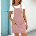 thumbnail image 2 of Qiopertar Corduroy Overall Dress for Women Adjustable Straps Multi-Pocket Jumper Casual Fall Winter Vintage Pinafore Dress, Pink XL, 2 of 7