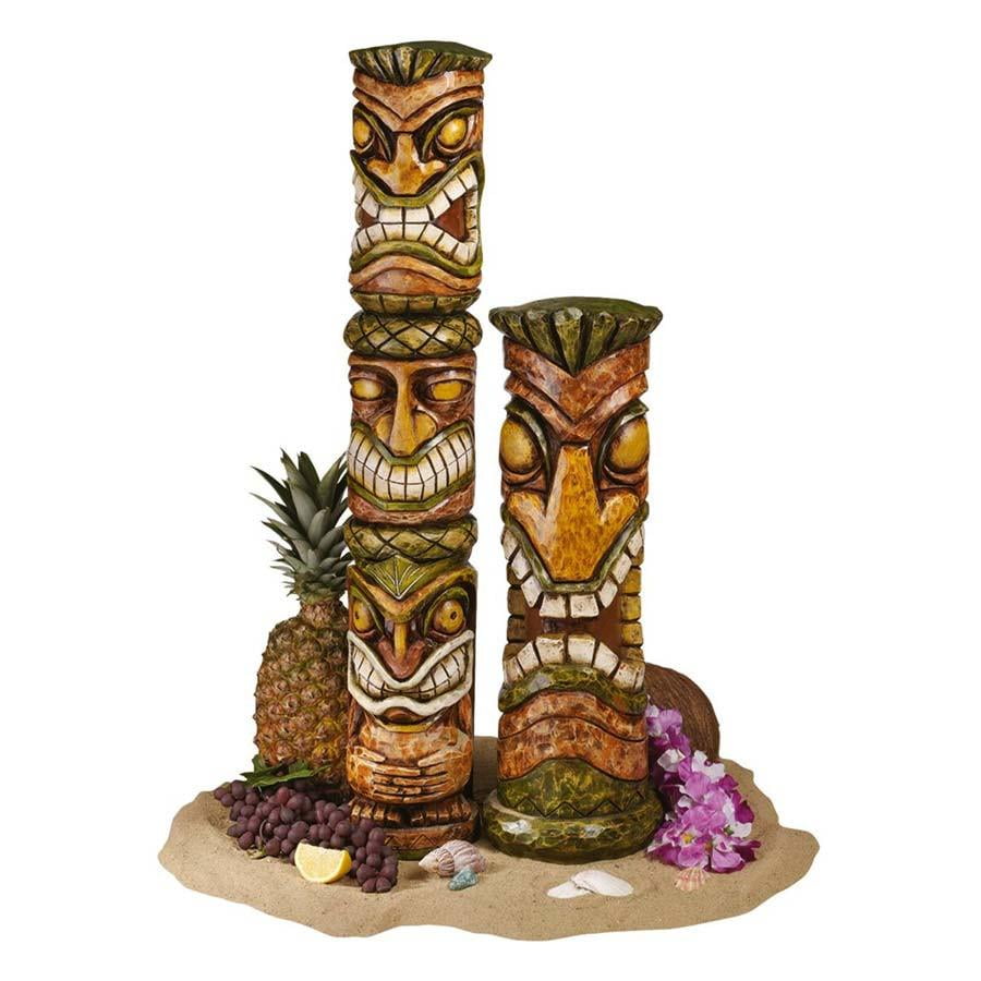 Exotic Tropical Aloha Hawaii Tiki Sculpture Statue Figurine -Set of 2 ...