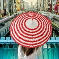 thumbnail image 3 of Ruffle Lace Pagoda Umbrella, Windproof Sunshade & Rain Umbrella with Curved Handle for Brides, Weddings, Fashion Shows & Outdoor Events – Red, 3 of 10