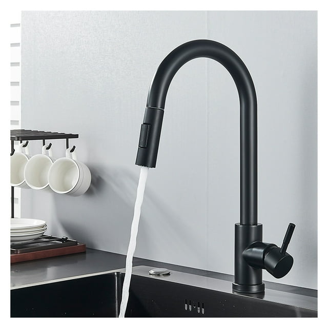 Brushed Gold Pull Out Kitchen Faucets 360 Rotation Kitchen Mixer Tap Single Lever Mixer Tap Kitchen Sink Cold Hot Water Tap ,Effortless Installation
