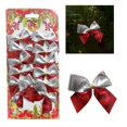 thumbnail image 2 of AUDeals Christmas Bows, Red and White Glitter Snowflake Tree Decorations, Wreath Bow for Xmas Tree Ornaments, Winter Holiday Party Gift Decoration, 2 of 7