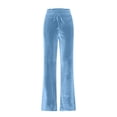 thumbnail image 6 of DHFJKG Velvet Yoga Pants Women Slim Fit Flared Trousers Solid Color Bootcut Comfortable Elastic Waist Drawstring Trendy Trousers, 6 of 7